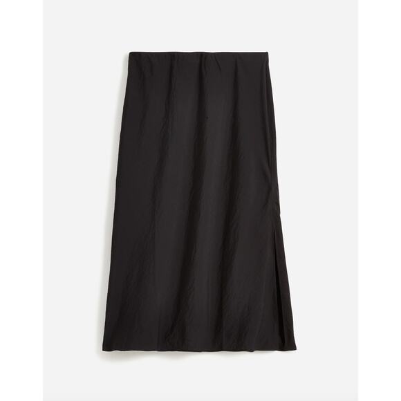 NEW Madewell The Layton Midi Slip Skirt Pull On Viscose Side Slit Black US 14 - Picture 4 of 15